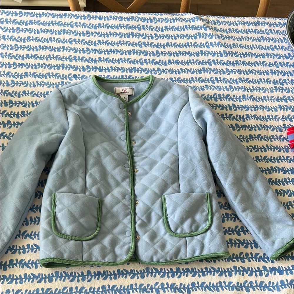Classic Prep Blue and Green Quilted Riding Style Jacket